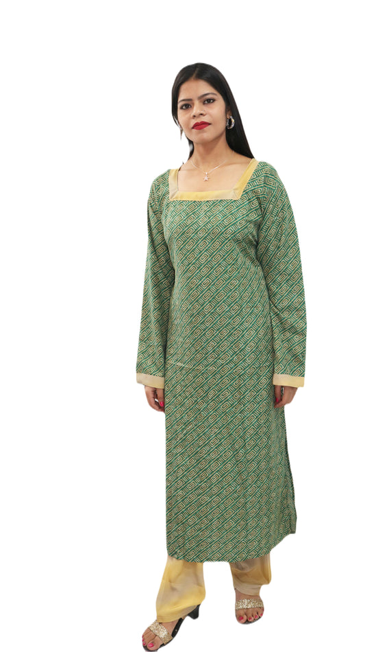 Green Printed Crepe Dress Salwar kameez Dress Plus Chest Size 48