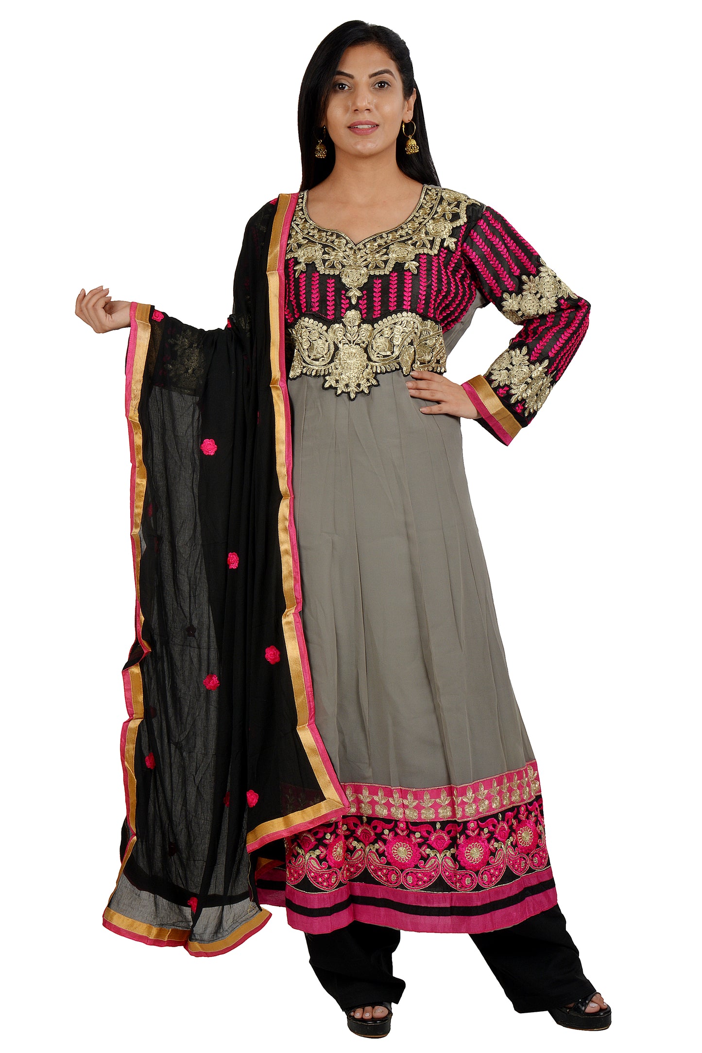 Gray Anarkali Dress Salwar kameez Dress  Chest Size 44