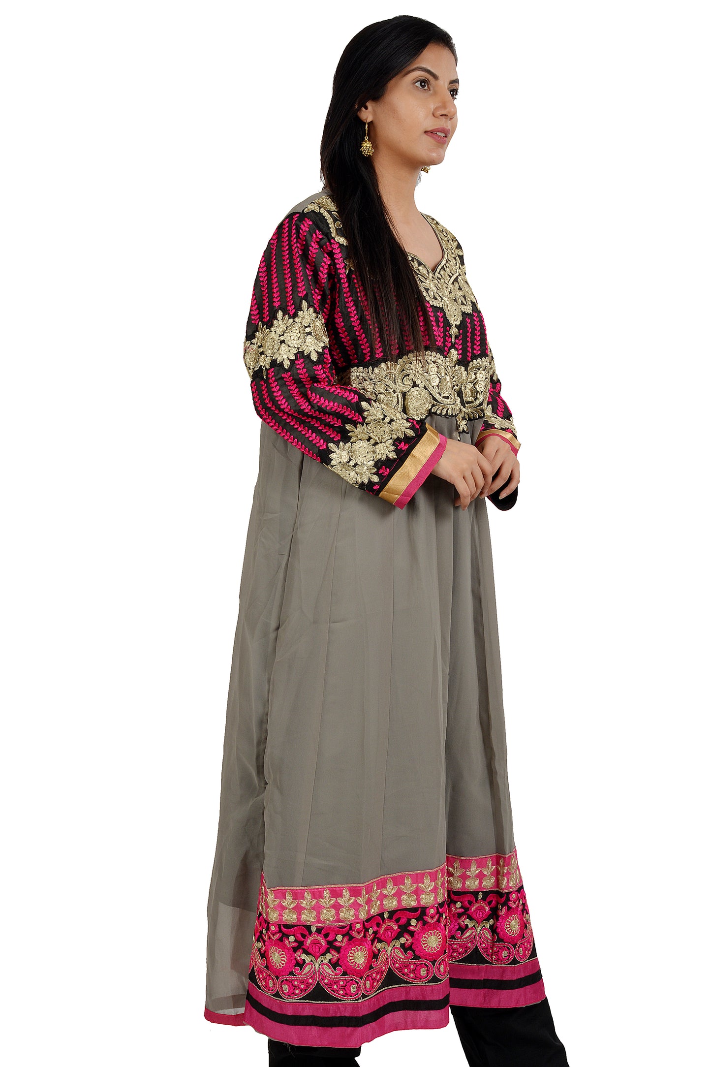 Gray Anarkali Dress Salwar kameez Dress  Chest Size 44