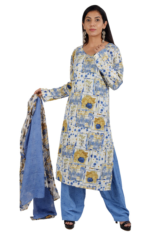 Blue Printed  Dress Salwar kameez Dress Chest Size 46