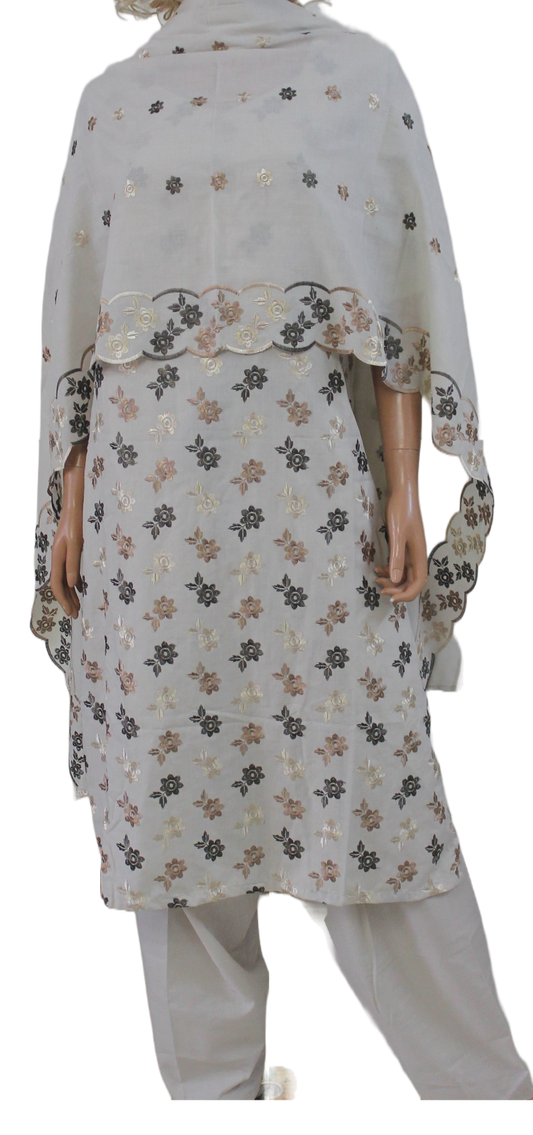 Cream  Embroidered Cotton Salwar kameez Dress Plus Chest Size 56 Indian Wedding Party wear