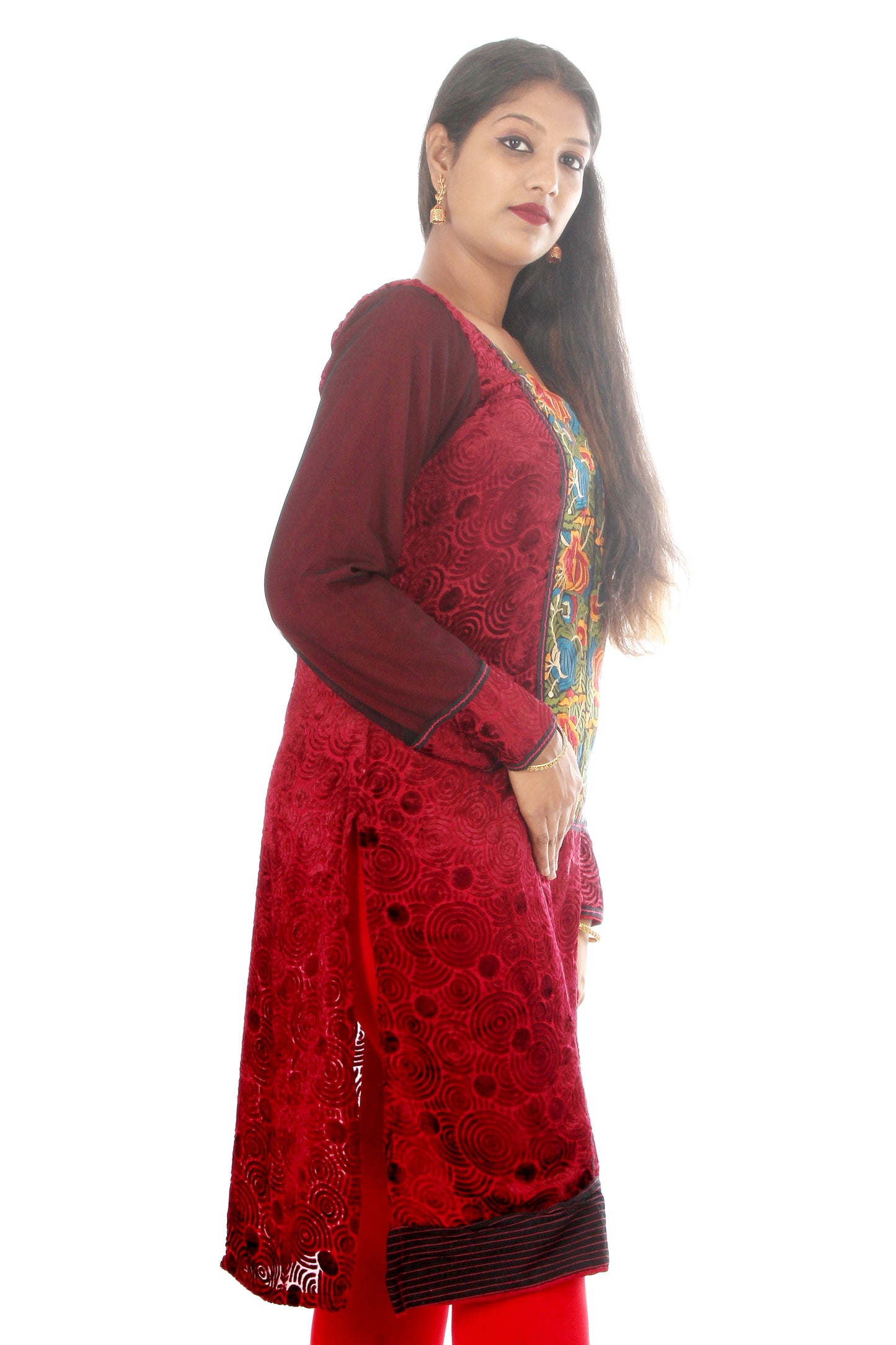 Red Velvet Embroidered Salwar kameez Dress Chest Size 40 Indian Wedding Party wear