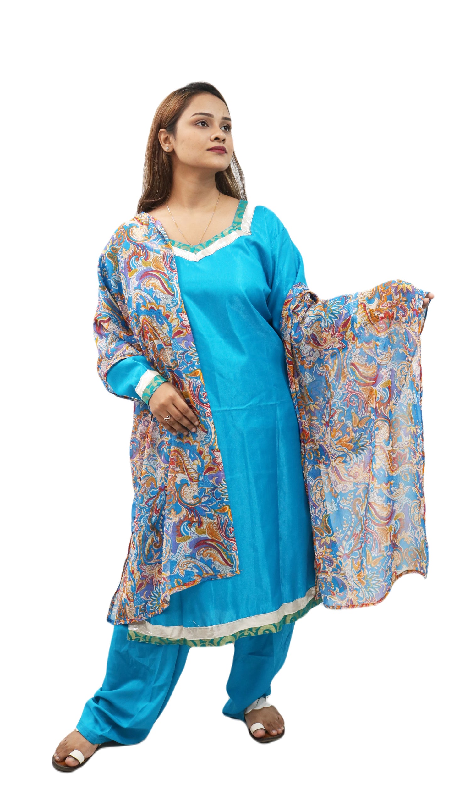 Blue Silk  Dress Salwar kameez Dress Plus Chest Size 50