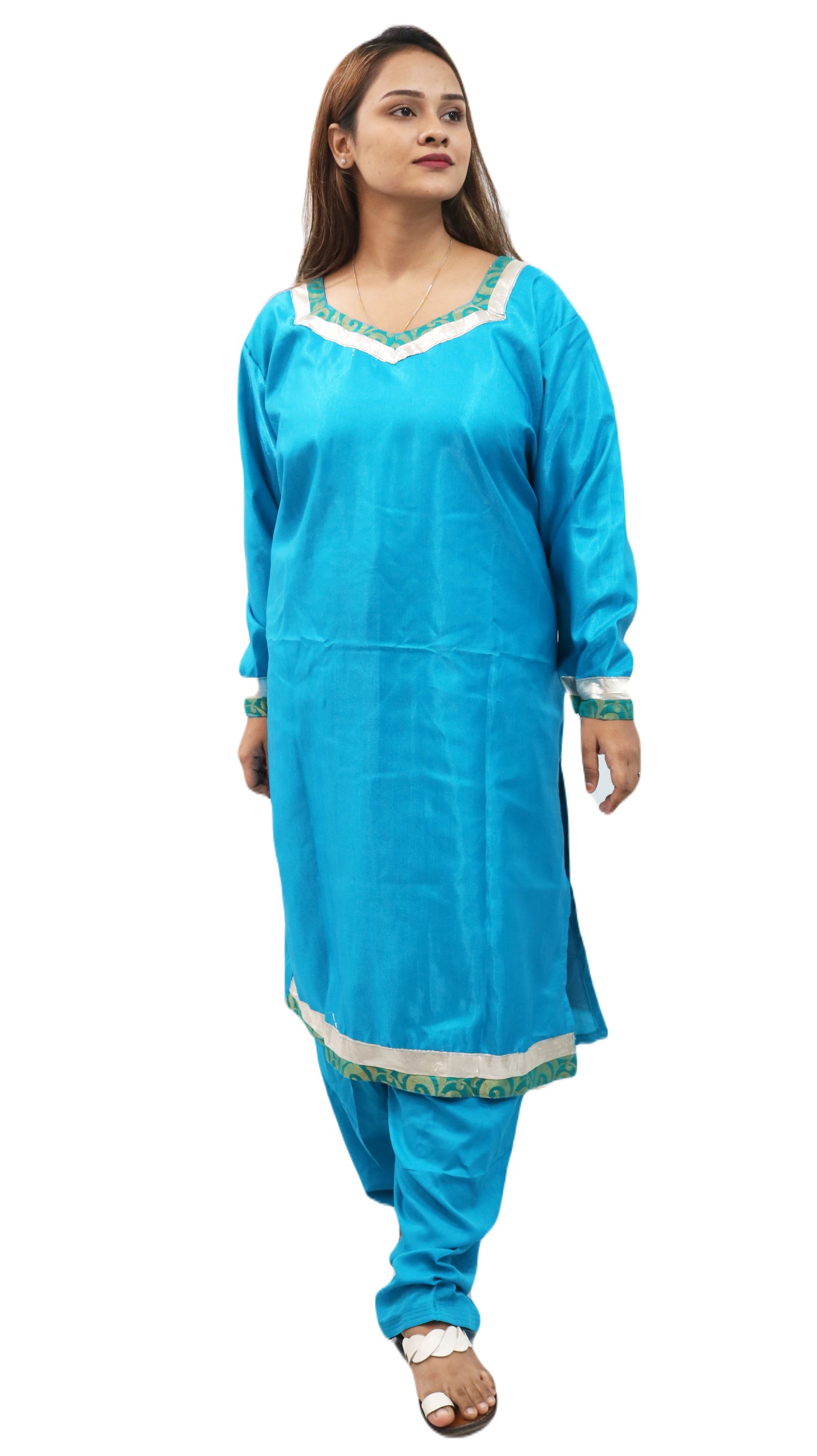 Blue Silk  Dress Salwar kameez Dress Plus Chest Size 50