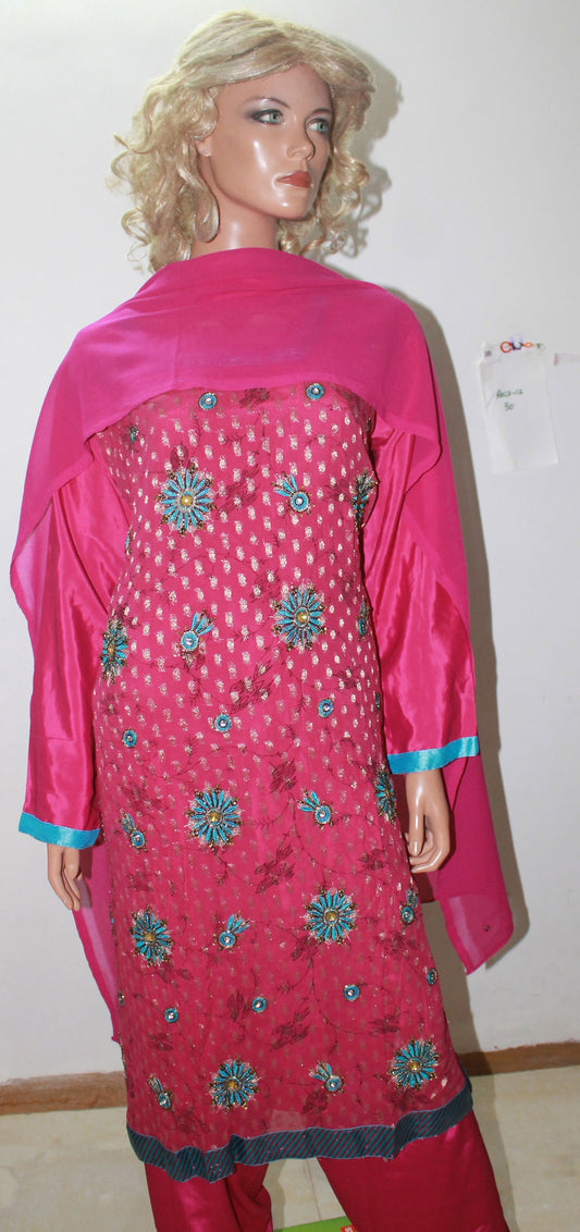 Hot Pink Party Wear  Salwar kameez Dress Plus Size 50