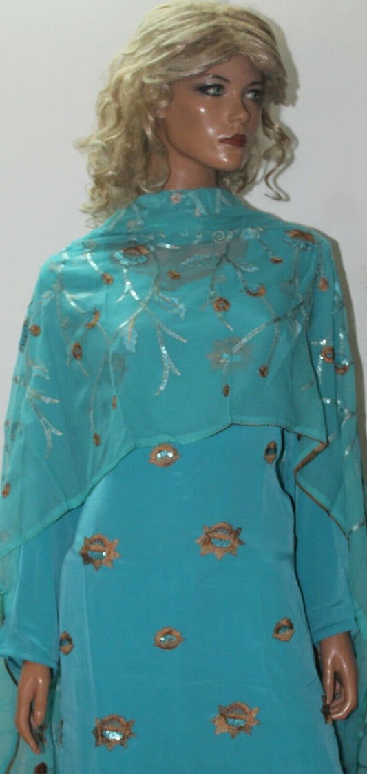 Blue Embroidered   Salwar kameez size 42