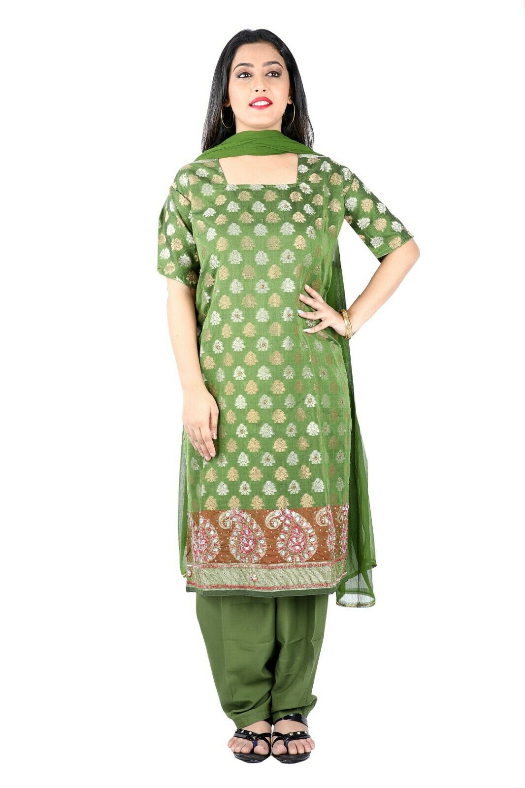 Green  3 pieces Wedding Party Wear Designer Salwar Kameez chest Plus Size 52