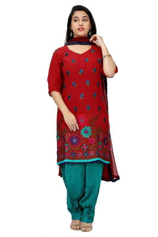 Red Green Cotton Designer Ethnic  Short Sleeves  Salwar kameez chest size 52