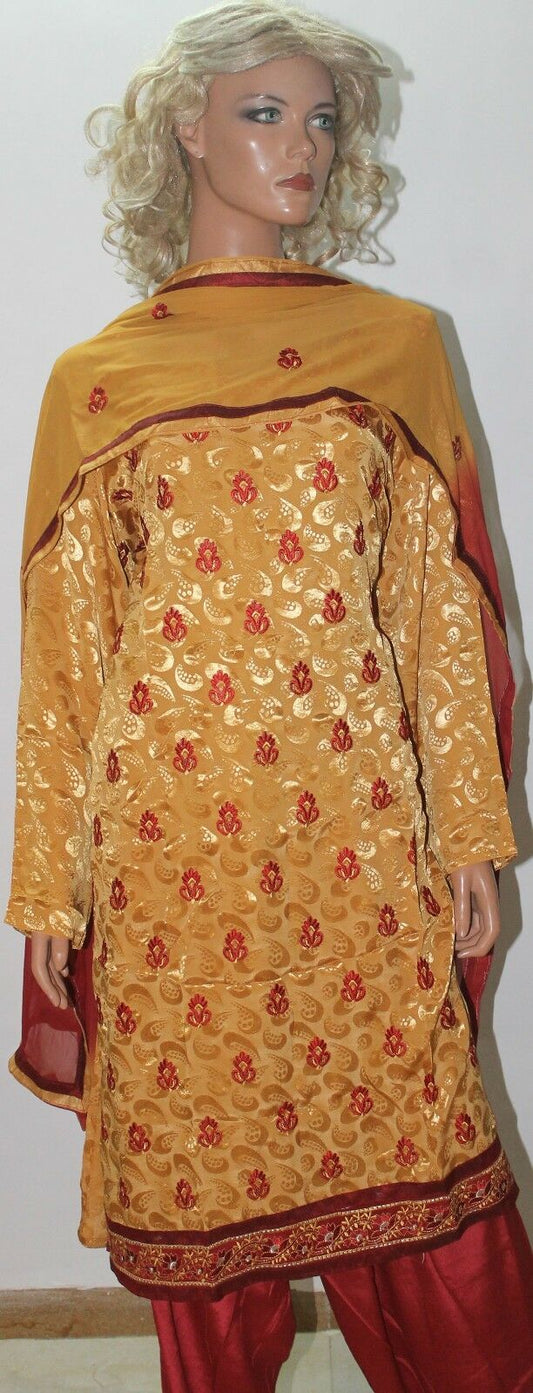 Gold & Red Designer Plus size 50 Indian Wedding Dress By Inayah