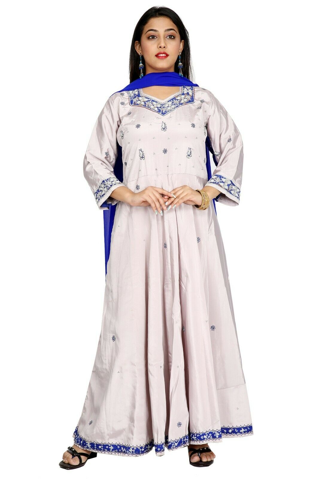 Grey  Crepe Floral Designer Ethnic  Salwar kameez chest size  44