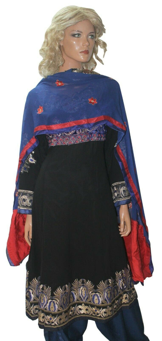 Black Boutique  Chiffon Ready Made Anarkali chest 46  Stitched  Fast ship New