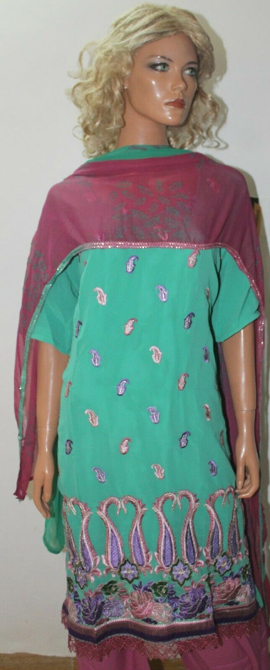 Jade & Dusty Pink  Catlog Embroidered Dress  Suit  Salwar kameez  Plus size 56