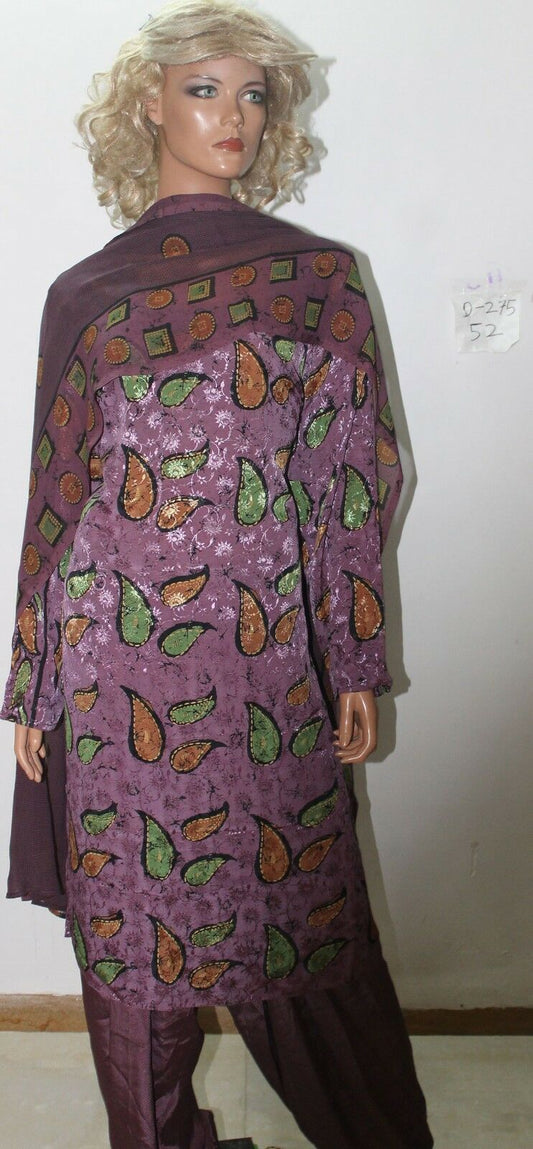 Purple Crepe Printed Kurta set Plus size 52