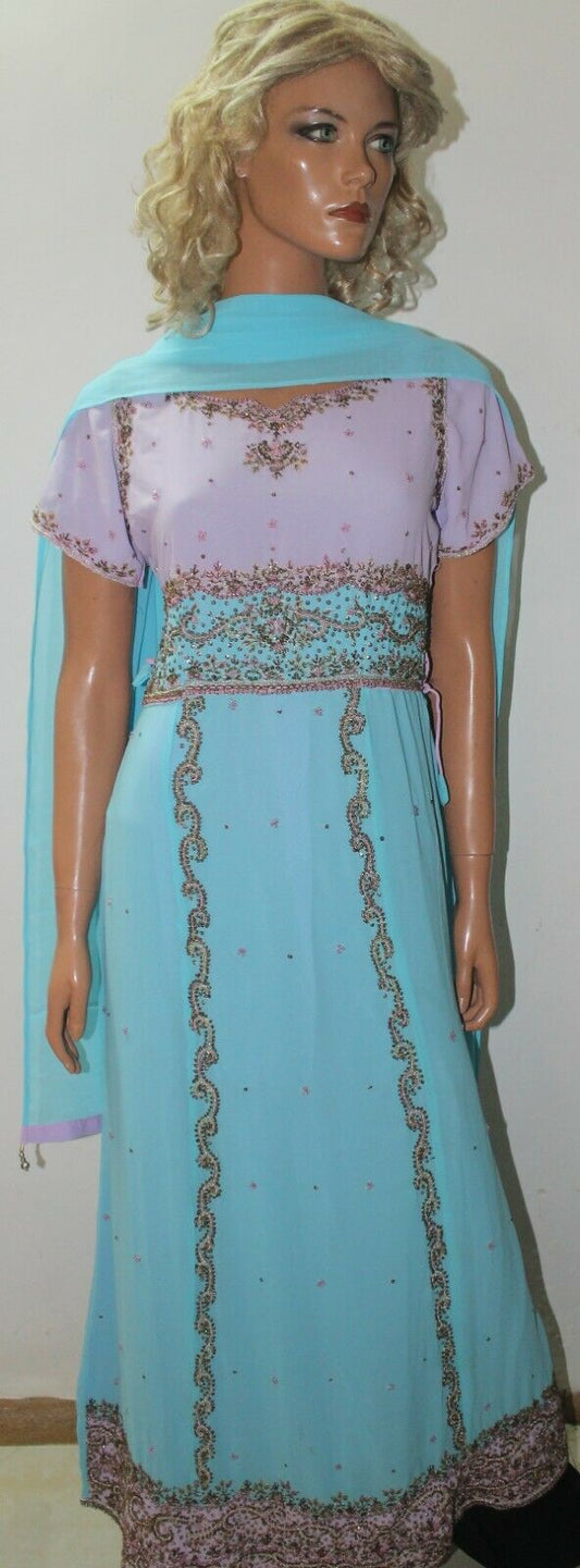 Blue Kurta  Ready to Wear Long Gown Anarkali chest 38  Fast ship New Two Piece