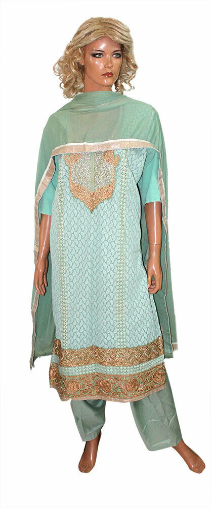 Green Embroidered Exclusive Pakistani dress Crepe Designer  Chest size 52