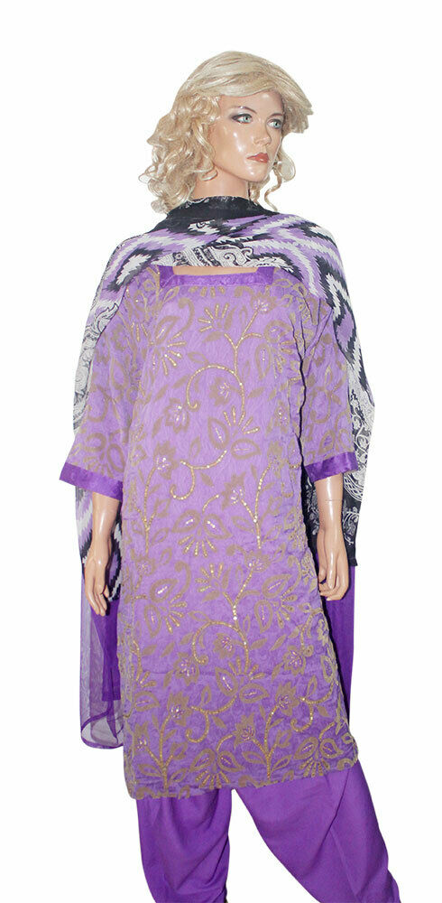 Purple Wedding Party  Designer  Chest 54 New Salwar kameez Dress
