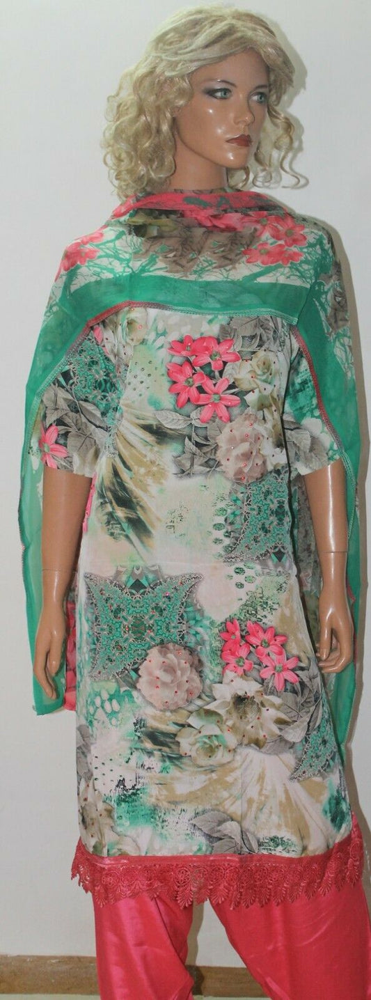 Green  Stitched Floral Print  Salwar kameez  Plus size 60 Boutique New arrivals