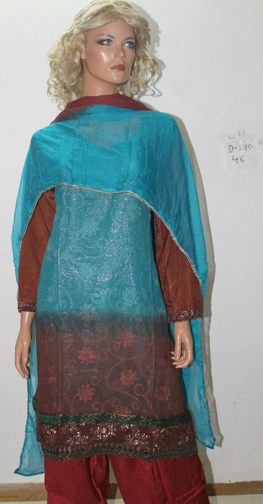 Turquoise Blue Red Designer Wear By Manha Patel Dress chest size 46