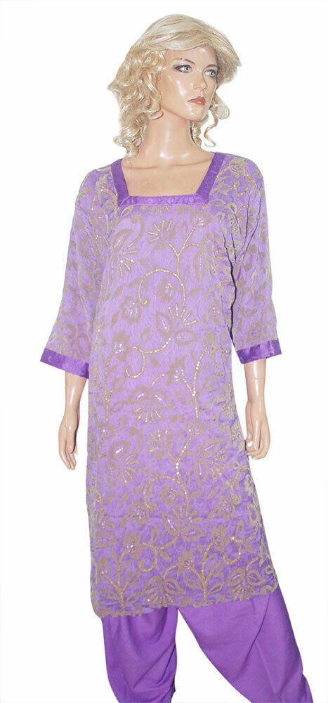 Purple Wedding Party  Designer  Chest 54 New Salwar kameez Dress