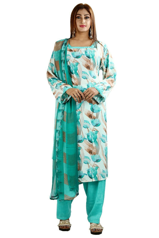 Green Printed Designer Pakistani Traditional Dress Salwar kameez chest size 46