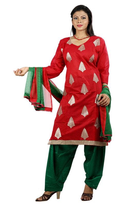 Red  Green Embroidered Cotton  Salwar kameez Dress Plus Size 52