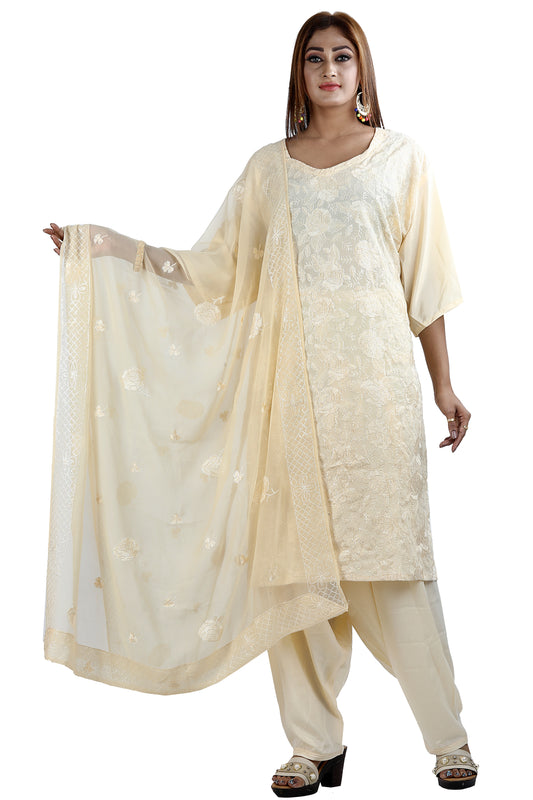 Cream Designer  Salwar Kameez Plus size 56