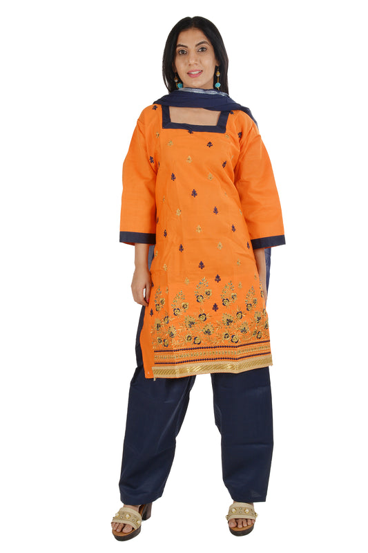 Orange Cotton Salwar kameez Dress Plus chest Size 42