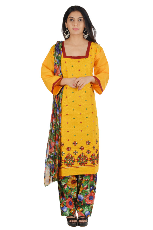 Yellow  Cotton Salwar kameez Dress  chest Size 44