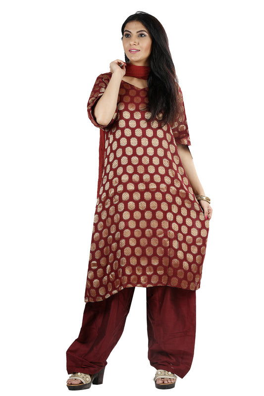 Burgundy Polka Dot  salwar kameez dress plus size 50