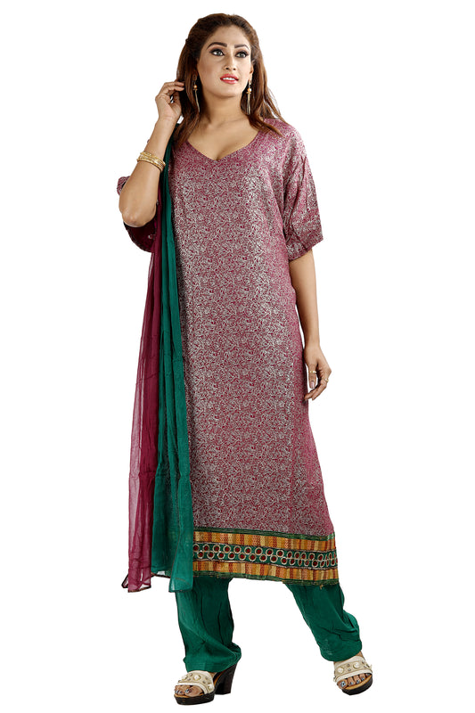 Burgundy Ladies Salwar Kameez Plus size 56