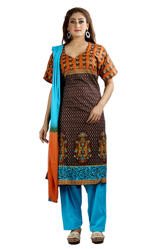 Brown Cotton Salwar kameez chest Pus  size 54