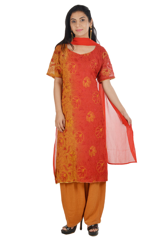 Red Chiffon Dress Salwar kameez  Plus chest  Size 48