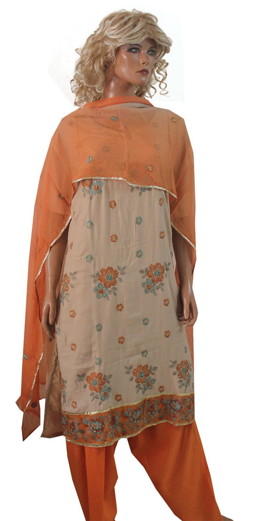 Cream Soft Cotton Designer Salwar kameez  Chest Size 50