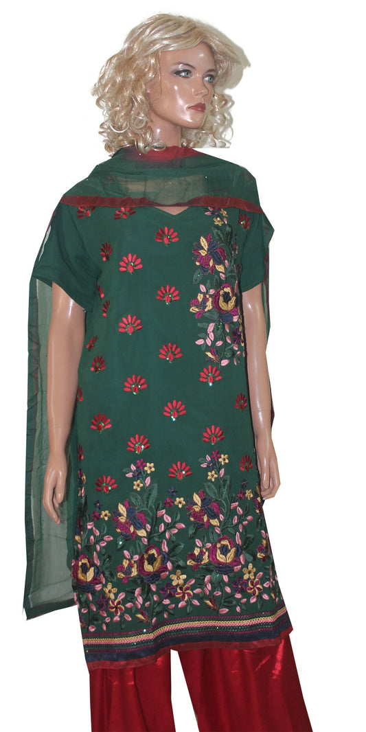 Green Embroidered  Salwar kameez Dress Plus Size 52