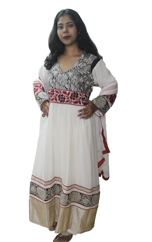 White Anarkali  Salwar kameez Dress Chest Chest size 44