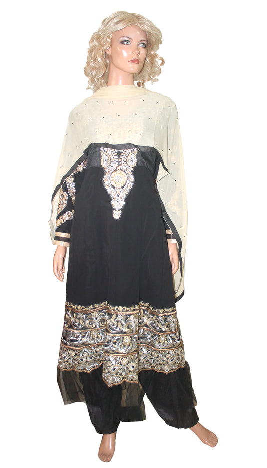 Black Long Gown Anarkali  Salwar kameez  Chest size 44