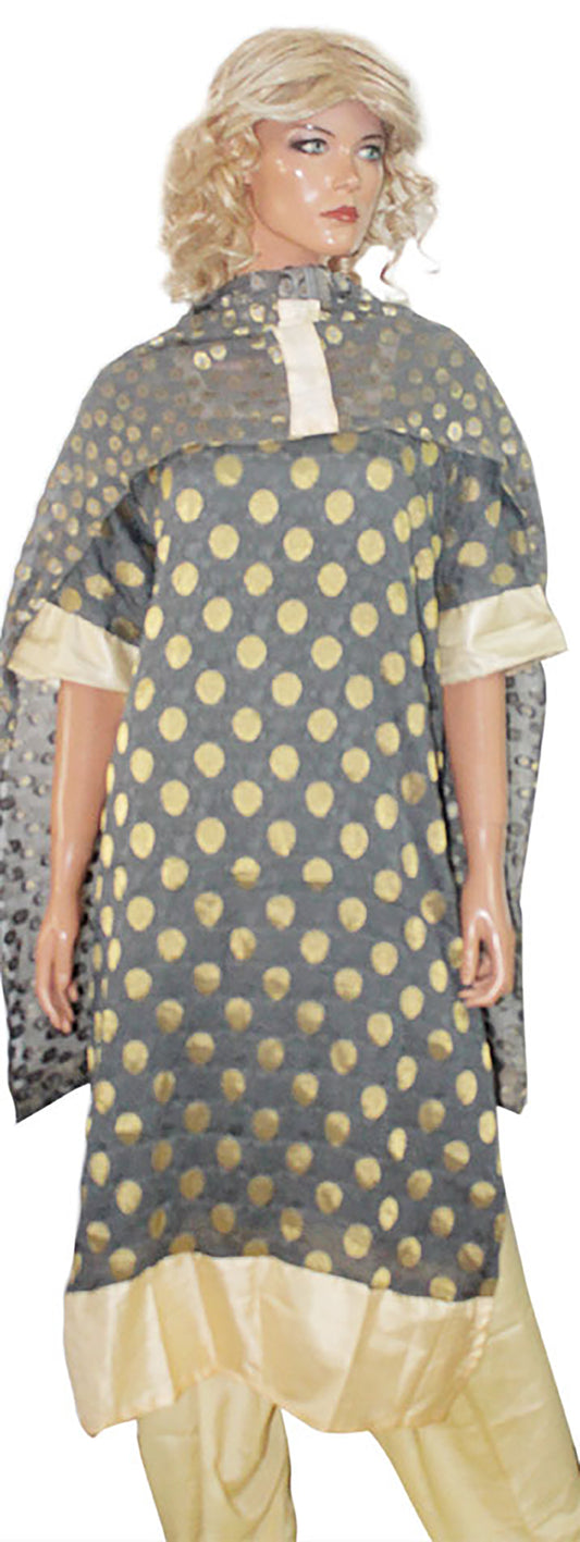 Gray Polka Dot salwar kameez  Plus size 50