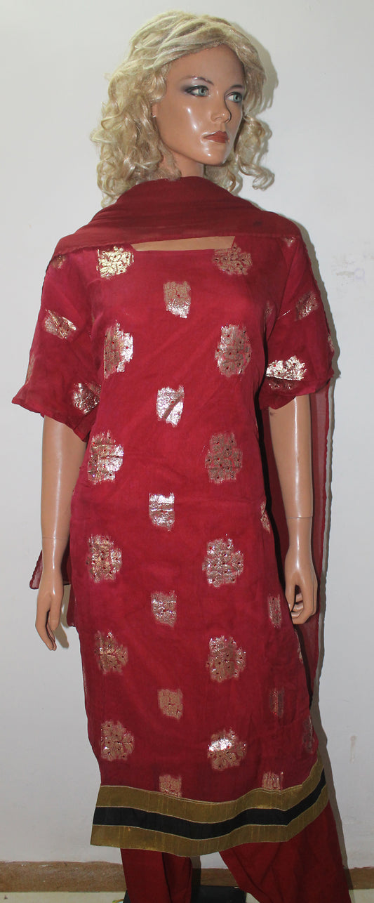 Red Shinny Salwar kameez  Chest Size 58