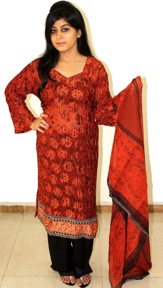 Red silk  Salwar kameez Dress Plus Chest  Size 50