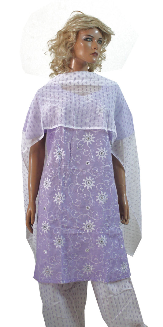 Purple Cotton Embroidered Salwar Kameez Dress Plus size 56